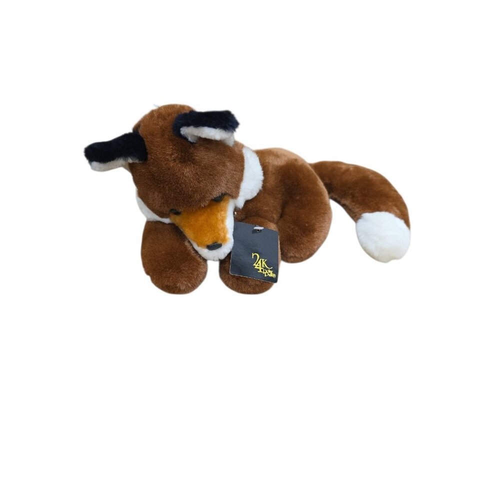 Vintage 24K Polar Puff SHY FOX Plush Toy Stuffed Animal RARE ‘87 Glass Eyes VGC